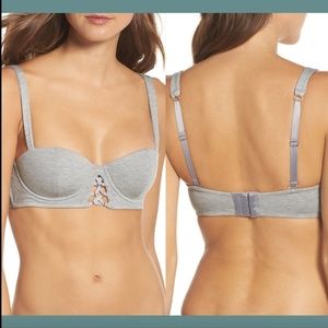 NEW $45 Kendall and‎ Kylie Lace-Up Jersey Underwire Bustier Bra Grey [ 34B ]